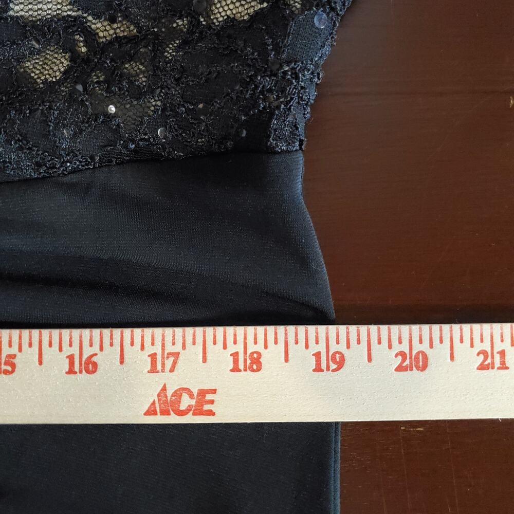 Vtg Y2K Connected Apparel Draped Babydoll Faux Wrap Lace Sparkle Dress Size 14W - Picture 12 of 13